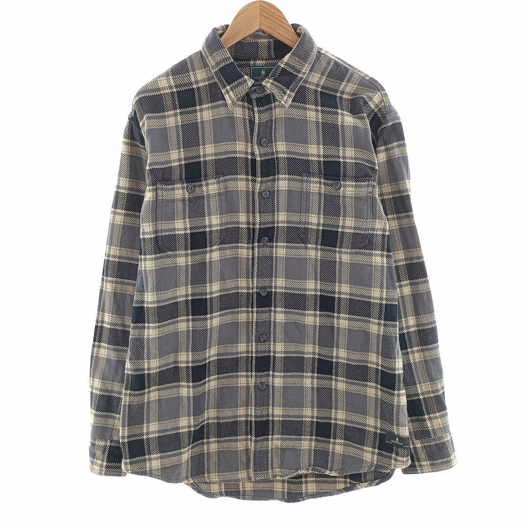 GHBass Long Sleeve Heavy Flannel Check Shirt, Men's Size L cotton ivory Vintage Second Hand