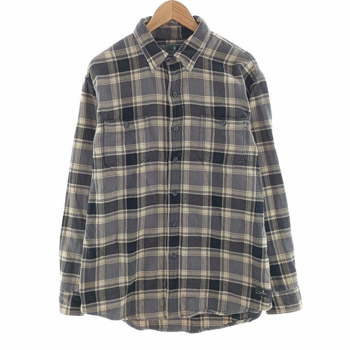 GHBass Long Sleeve Heavy Flannel Check Shirt, Men's Size L cotton ivory Vintage Second Hand