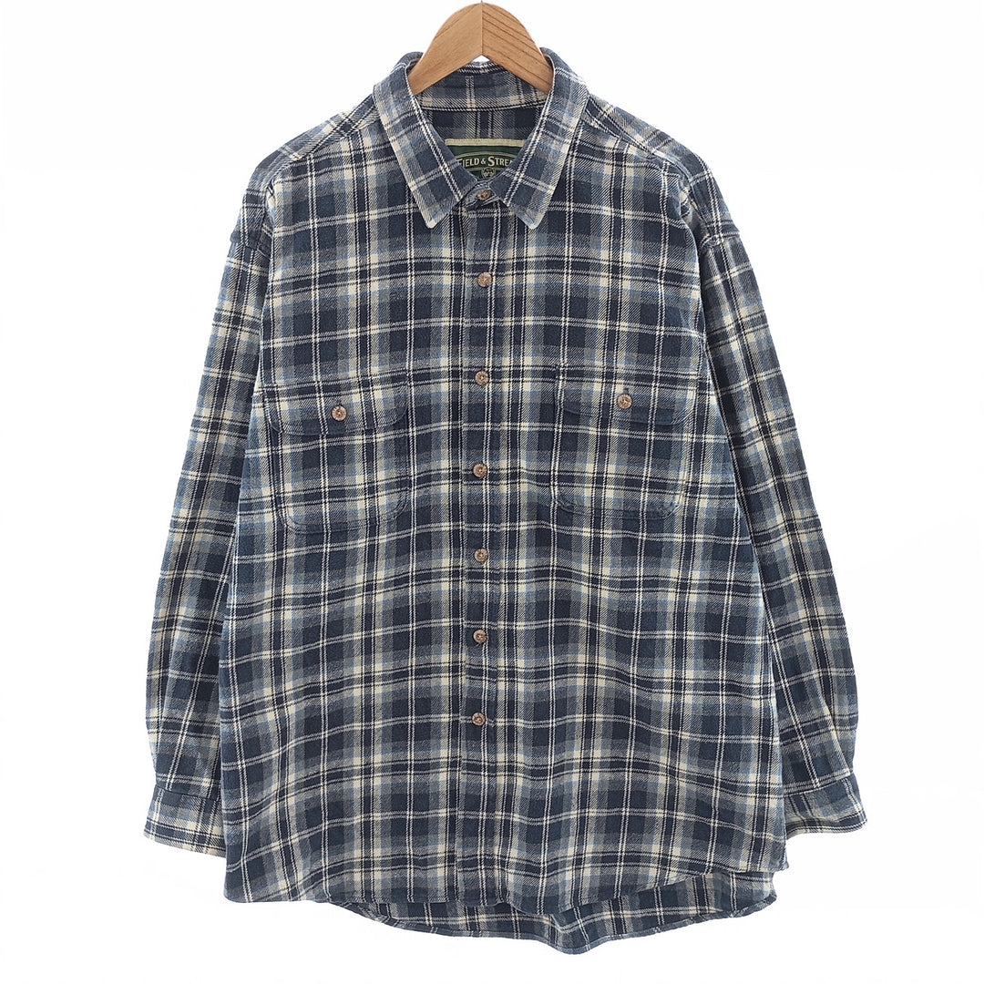 Field and Stream Long Sleeve Flannel Check Shirt, Men's XL unclear blue type Vintage Second Hand