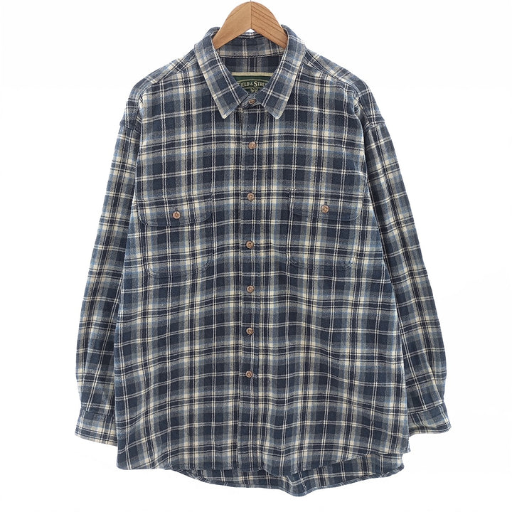 Field and Stream Long Sleeve Flannel Check Shirt, Men's XL unclear blue type Vintage Second Hand