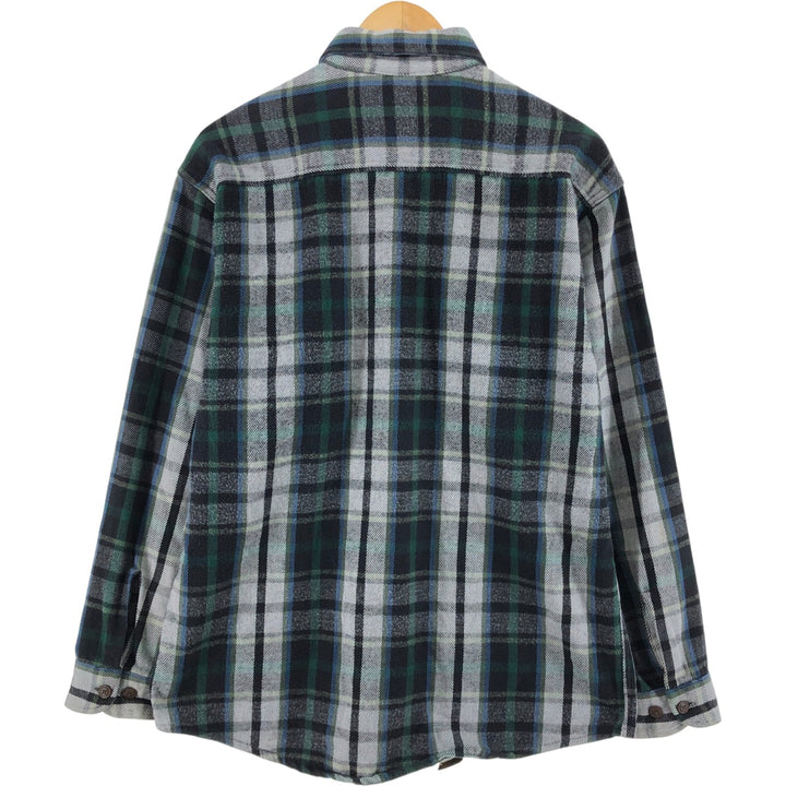 90s-00'S St. John's Bay Heavyweight Long Sleeve Heavy Flannel Check Shirt, Men's Size Medium cotton white type Vintage Second Hand
