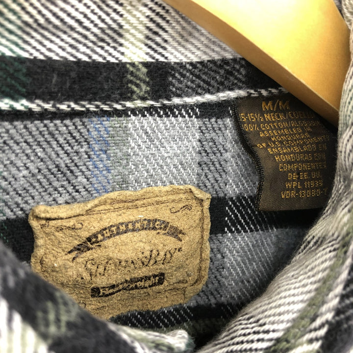 90s-00'S St. John's Bay Heavyweight Long Sleeve Heavy Flannel Check Shirt, Men's Size Medium cotton white type Vintage Second Hand