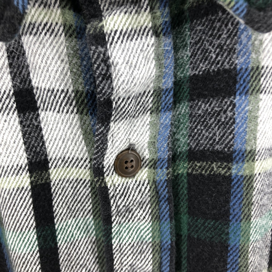 90s-00'S St. John's Bay Heavyweight Long Sleeve Heavy Flannel Check Shirt, Men's Size Medium cotton white type Vintage Second Hand