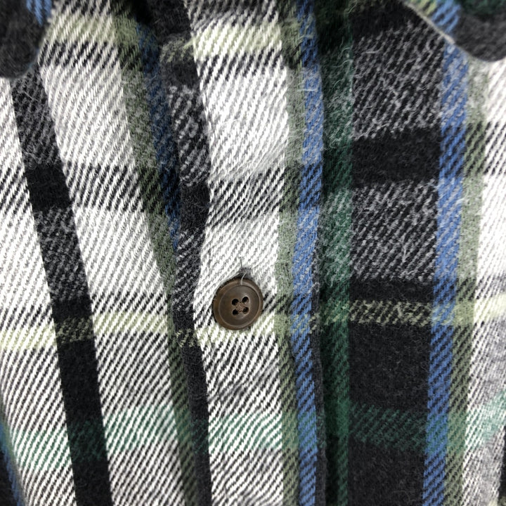 90s-00'S St. John's Bay Heavyweight Long Sleeve Heavy Flannel Check Shirt, Men's Size Medium cotton white type Vintage Second Hand