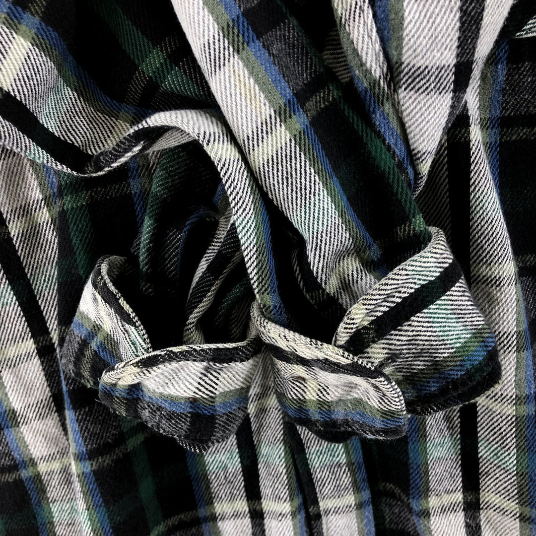 90s-00'S St. John's Bay Heavyweight Long Sleeve Heavy Flannel Check Shirt, Men's Size Medium cotton white type Vintage Second Hand