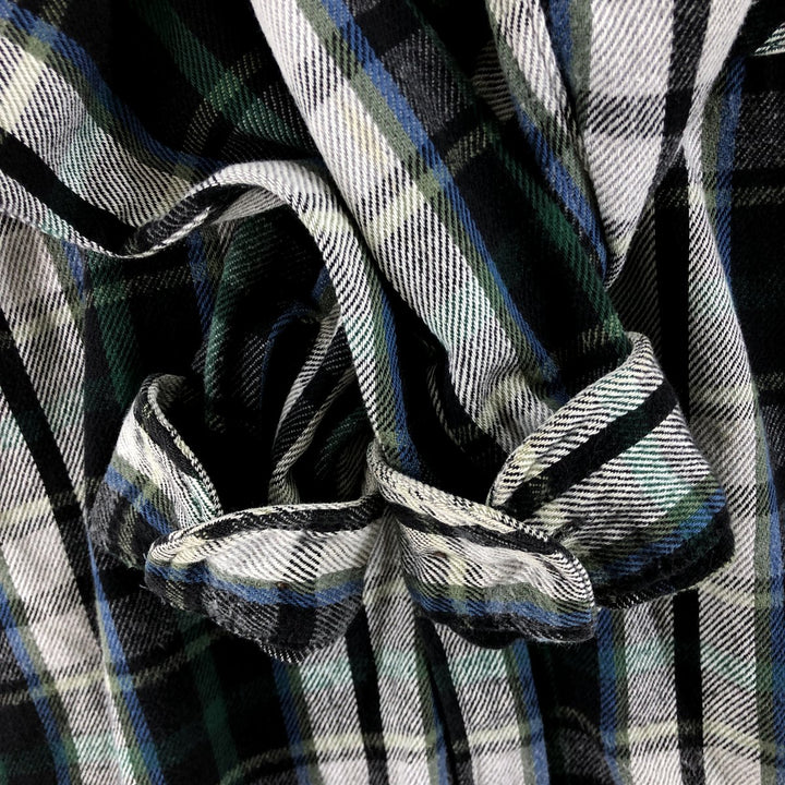 90s-00'S St. John's Bay Heavyweight Long Sleeve Heavy Flannel Check Shirt, Men's Size Medium cotton white type Vintage Second Hand