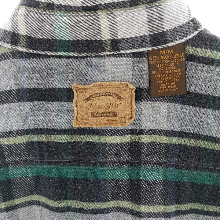 90s-00'S St. John's Bay Heavyweight Long Sleeve Heavy Flannel Check Shirt, Men's Size Medium cotton white type Vintage Second Hand