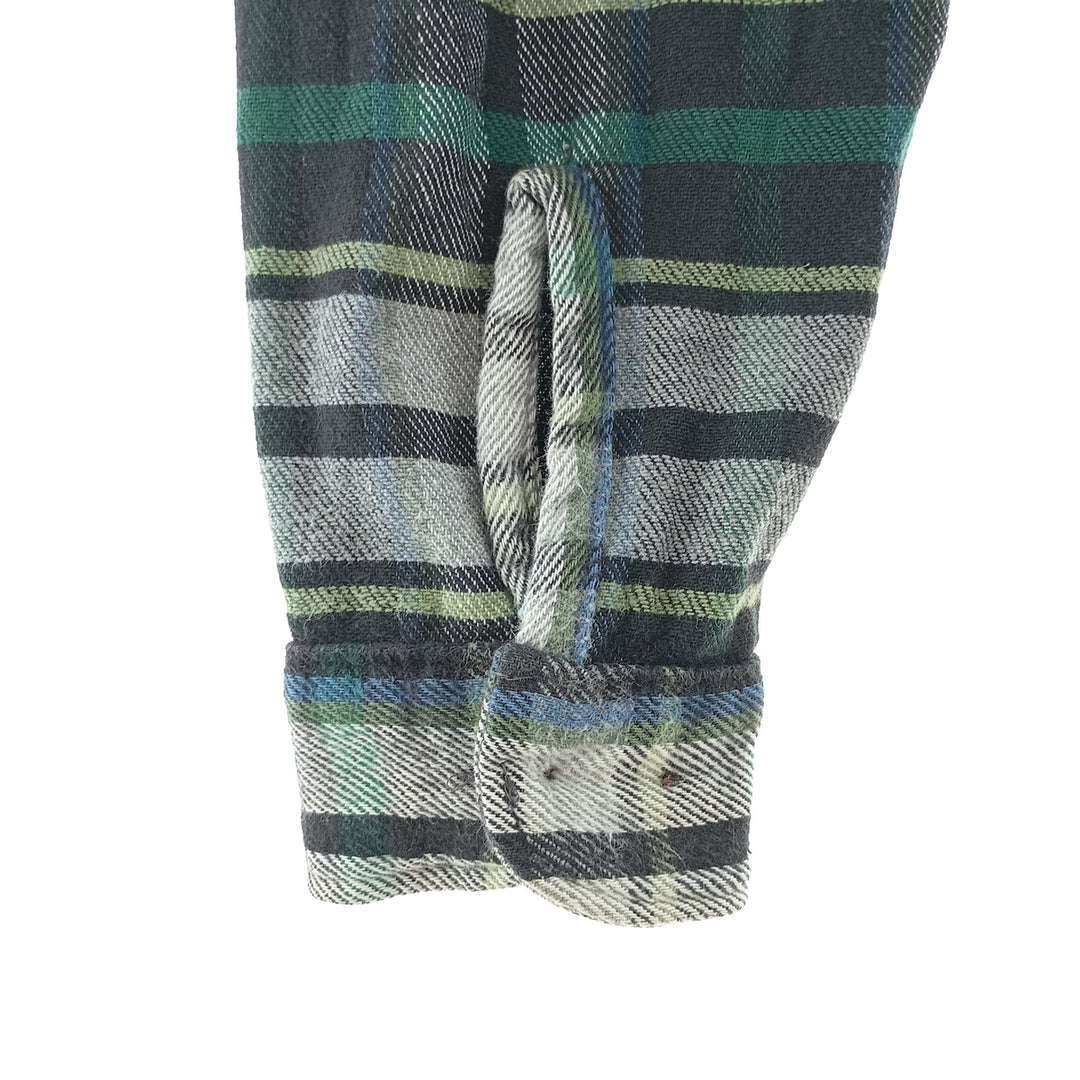 90s-00'S St. John's Bay Heavyweight Long Sleeve Heavy Flannel Check Shirt, Men's Size Medium cotton white type Vintage Second Hand