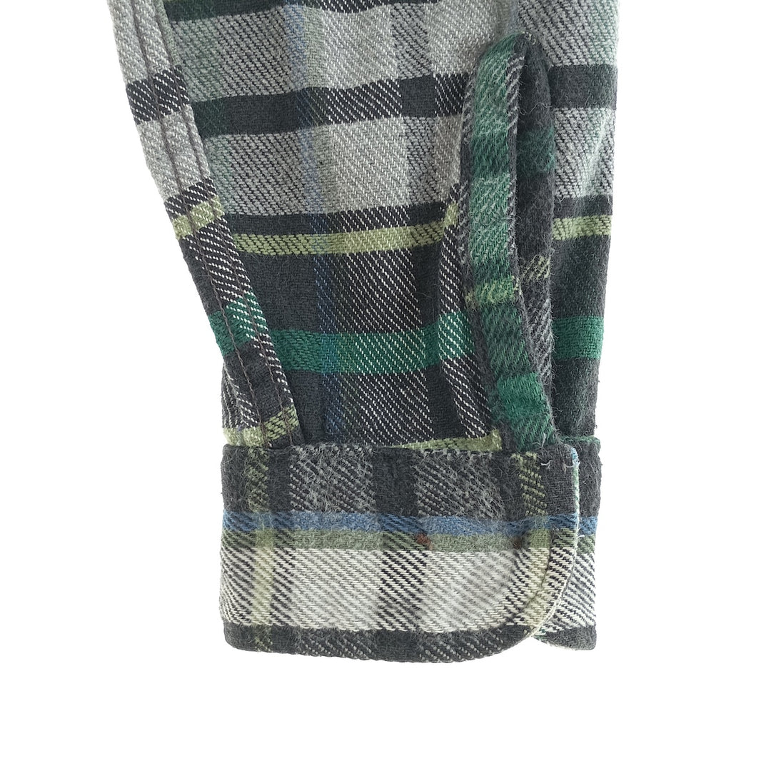 90s-00'S St. John's Bay Heavyweight Long Sleeve Heavy Flannel Check Shirt, Men's Size Medium cotton white type Vintage Second Hand
