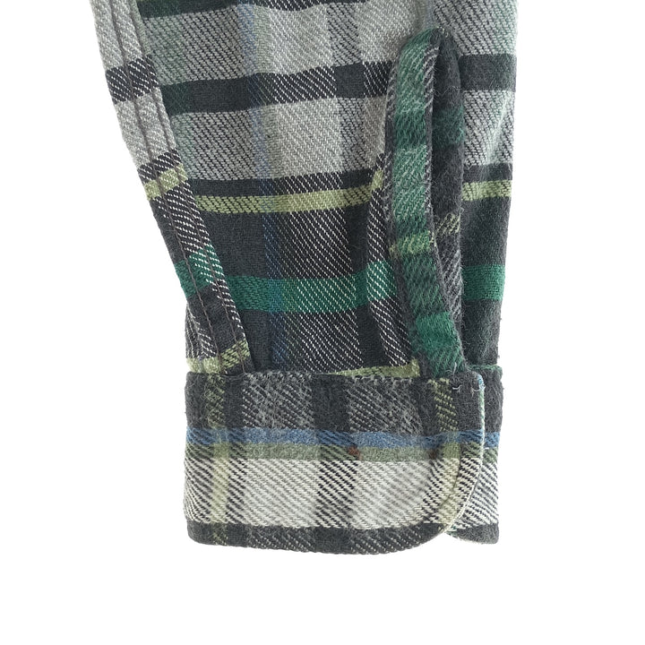 90s-00'S St. John's Bay Heavyweight Long Sleeve Heavy Flannel Check Shirt, Men's Size Medium cotton white type Vintage Second Hand