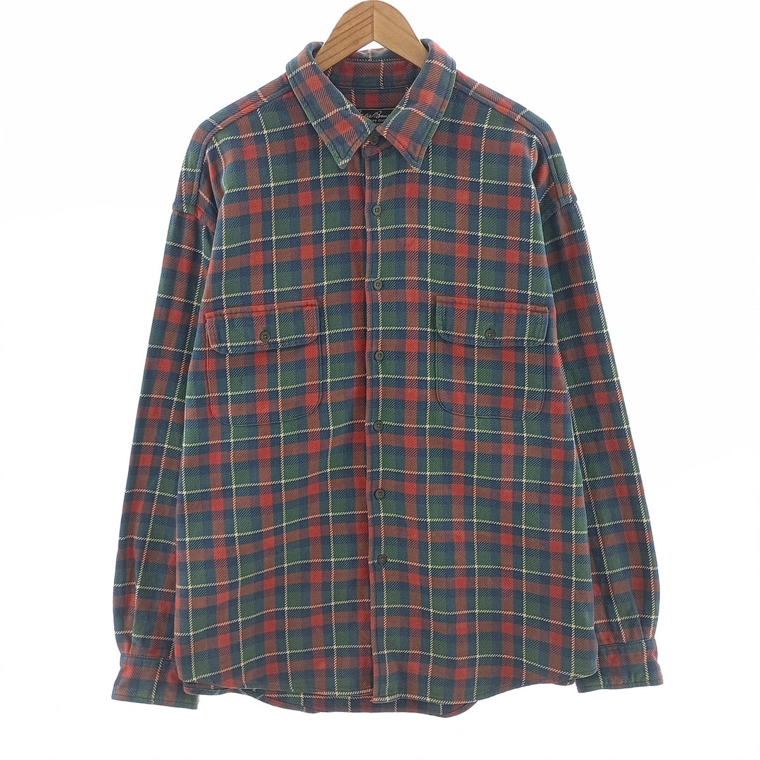 Eddie Bauer Men's Long Sleeve Heavy Flannel Check Shirt, Size XL cotton red type Vintage Second Hand