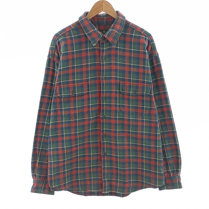 Eddie Bauer Men's Long Sleeve Heavy Flannel Check Shirt, Size XL cotton red type Vintage Second Hand