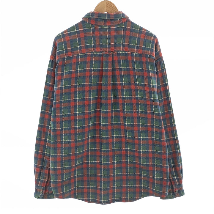 Eddie Bauer Men's Long Sleeve Heavy Flannel Check Shirt, Size XL cotton red type Vintage Second Hand