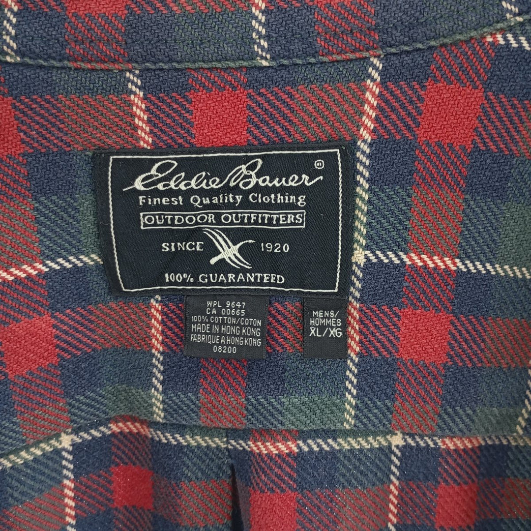 Eddie Bauer Men's Long Sleeve Heavy Flannel Check Shirt, Size XL cotton red type Vintage Second Hand