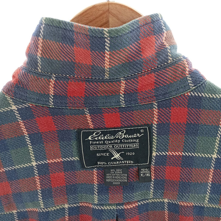 Eddie Bauer Men's Long Sleeve Heavy Flannel Check Shirt, Size XL cotton red type Vintage Second Hand