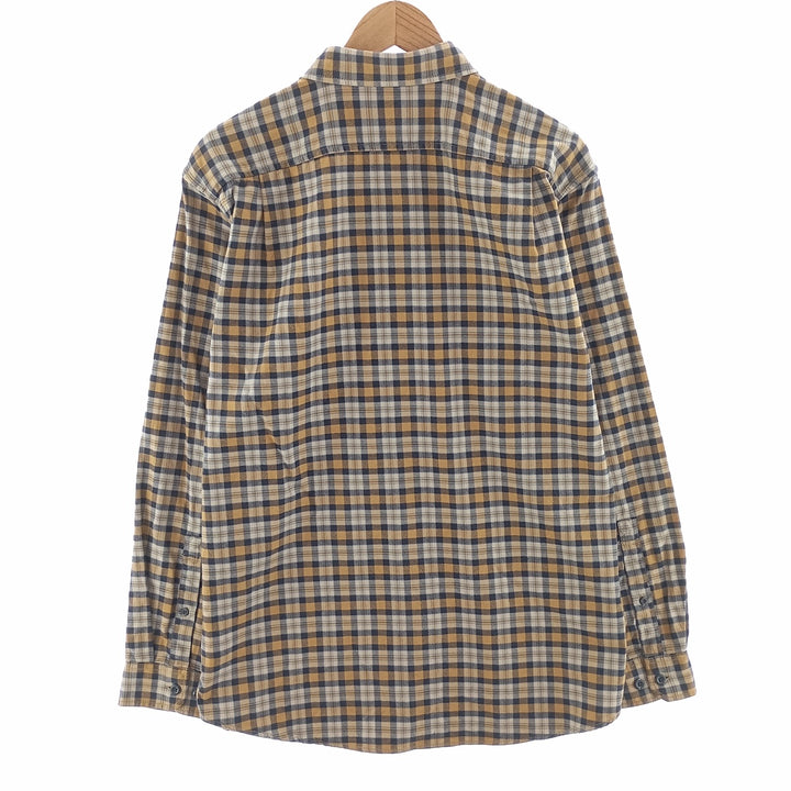 Eddie Bauer Classic Fit Long Sleeve Button-Down Check Shirt, Men's Size L cotton ocher yellow type Vintage Second Hand