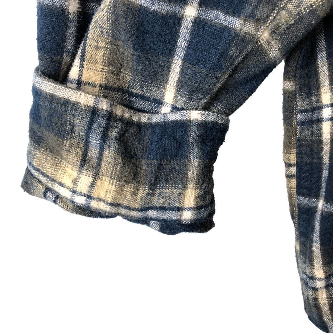 WEATHERPROOF GARMENT COMPANY Check Pattern Long Sleeve Chamois Cloth Shirt, Men's Size L cotton navy blue type Vintage Second Hand