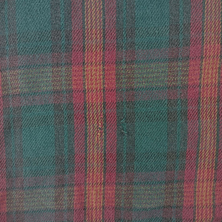 90'S Vintage Five Brother Long Sleeve Heavy Flannel Shirt, Men's Size Medium cotton green type Vintage Second Hand