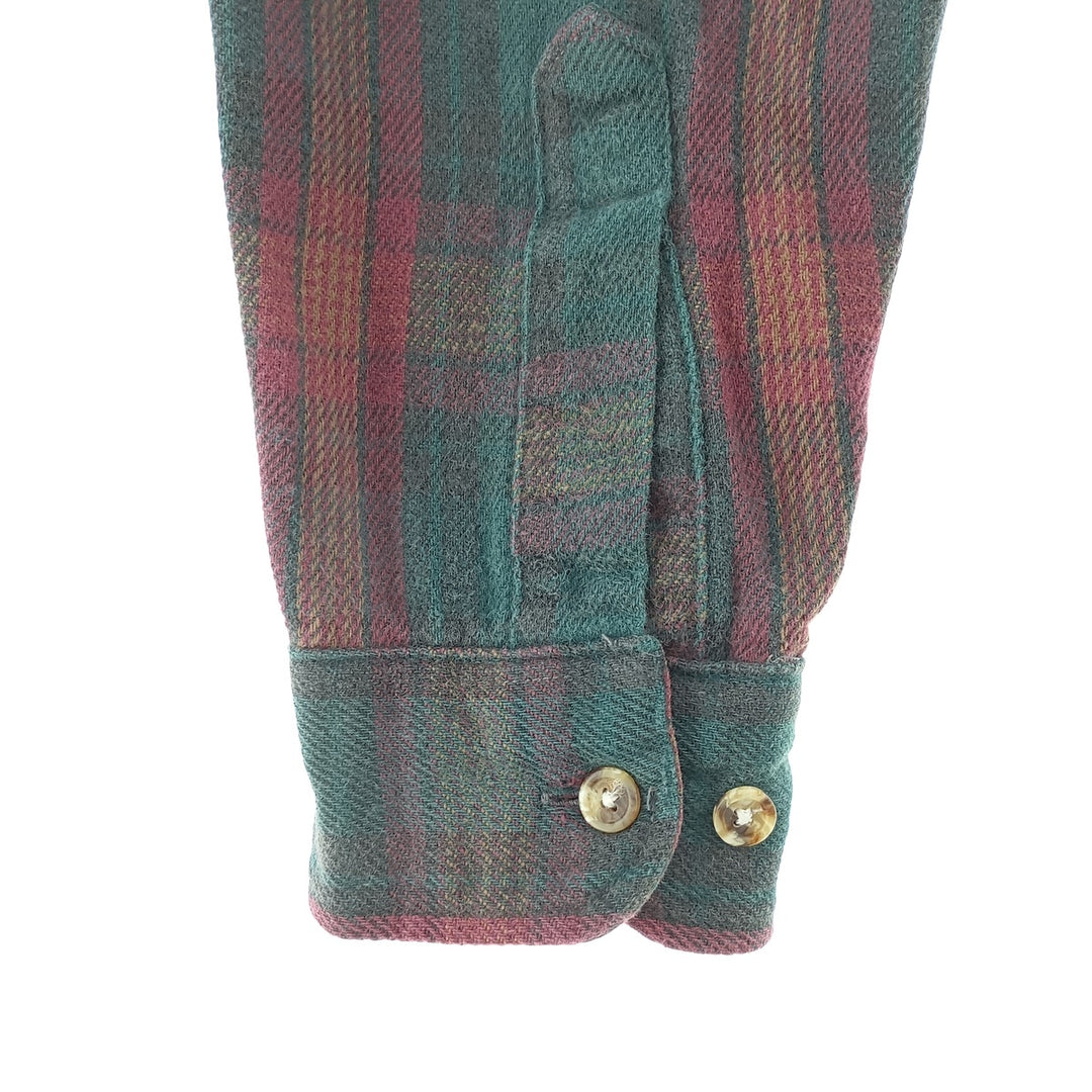 90'S Vintage Five Brother Long Sleeve Heavy Flannel Shirt, Men's Size Medium cotton green type Vintage Second Hand