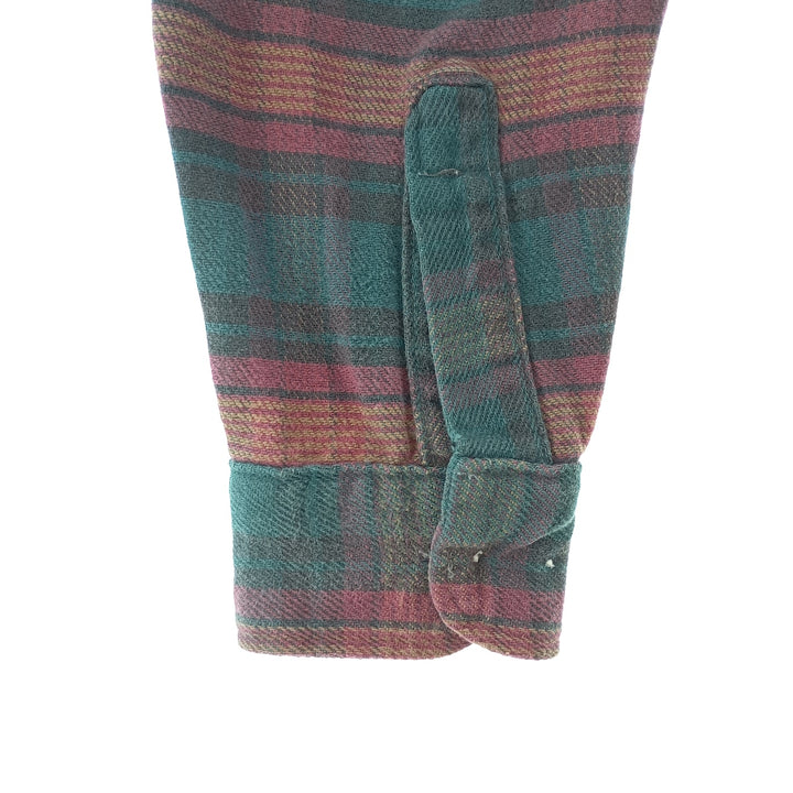 90'S Vintage Five Brother Long Sleeve Heavy Flannel Shirt, Men's Size Medium cotton green type Vintage Second Hand