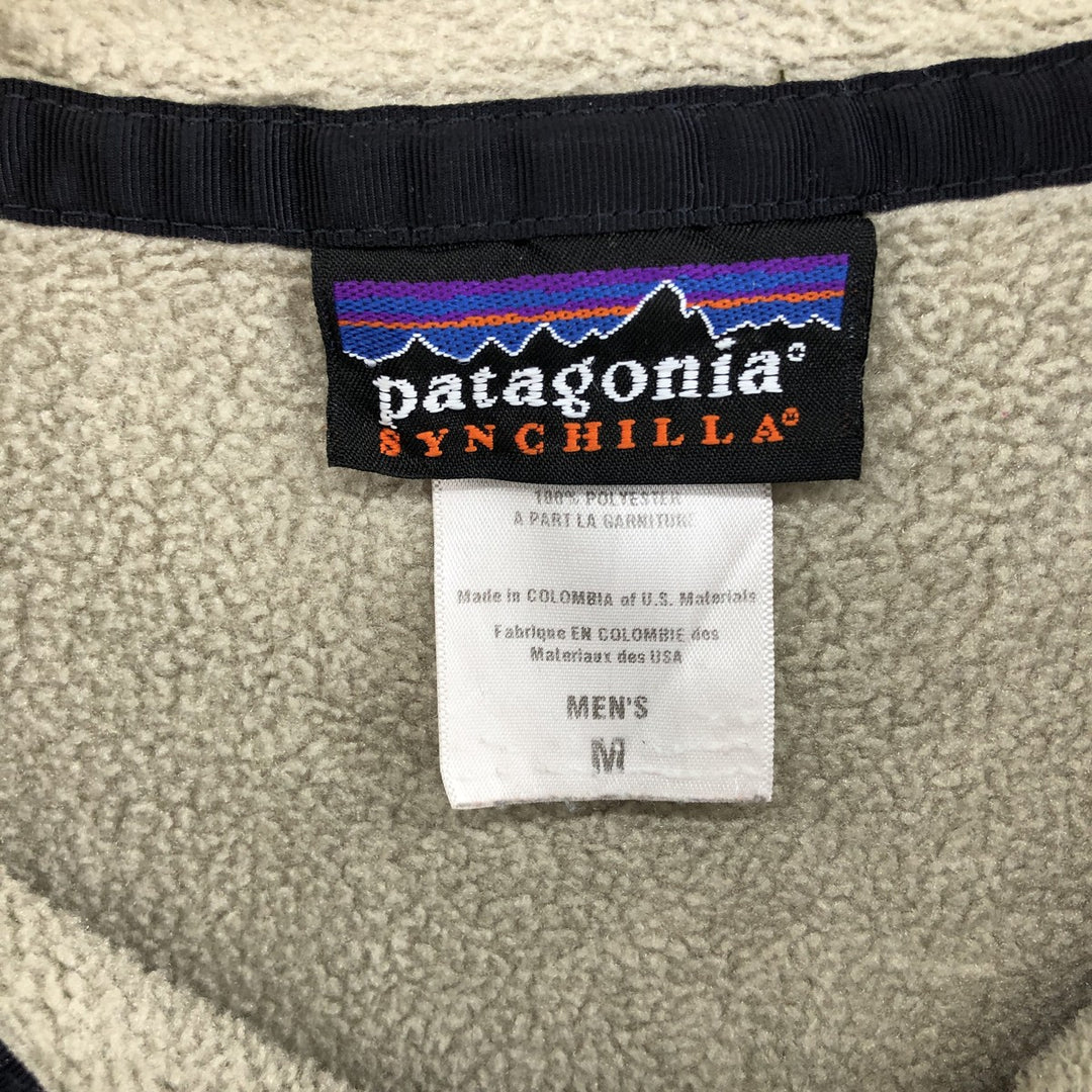 00'S Patagonia Synchilla Snap T 25450F6 Half Snap Fleece Pullover Men's M size polyester Beige type Vintage Second Hand