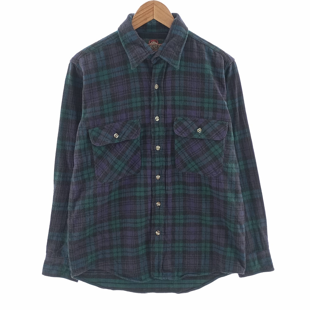 GREATLAND Long Sleeve Heavy Flannel Check Shirt, Men's Size M cotton purple type Vintage Second Hand