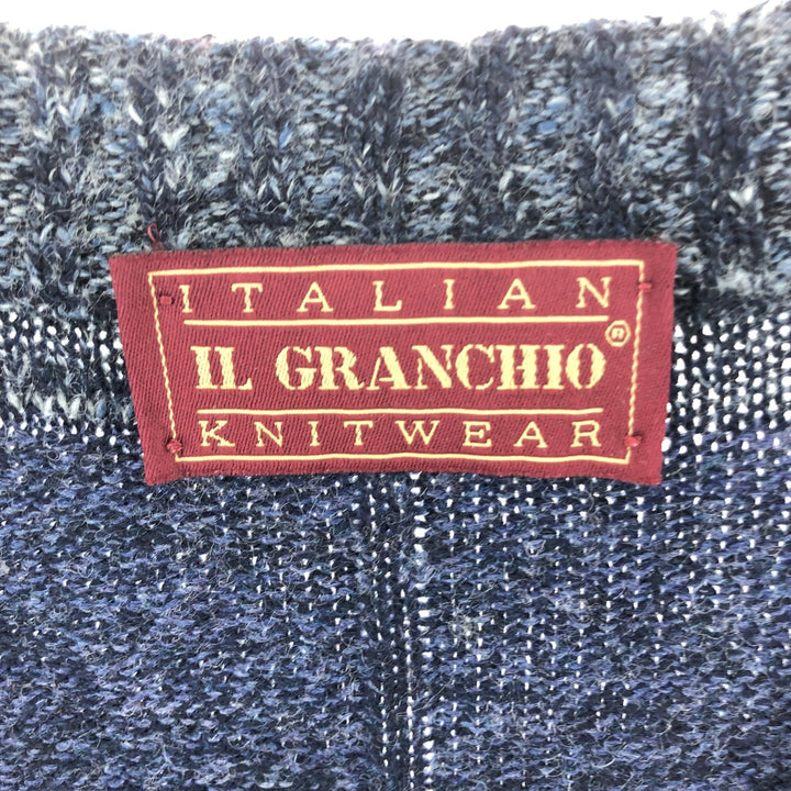 IL GRANCHIO all-over print wool knit cardigan, made in Italy, men's XL /eaa405062