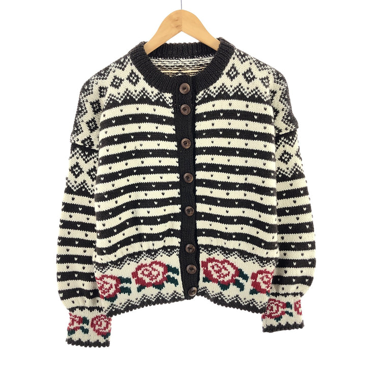 Border Pattern All-over Print Knit Cardigan Women's S /eaa405419