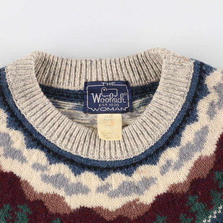 80'S WOOLRICH All-over pattern wool knit sweater for women, M size [Eluru] /eaa405425