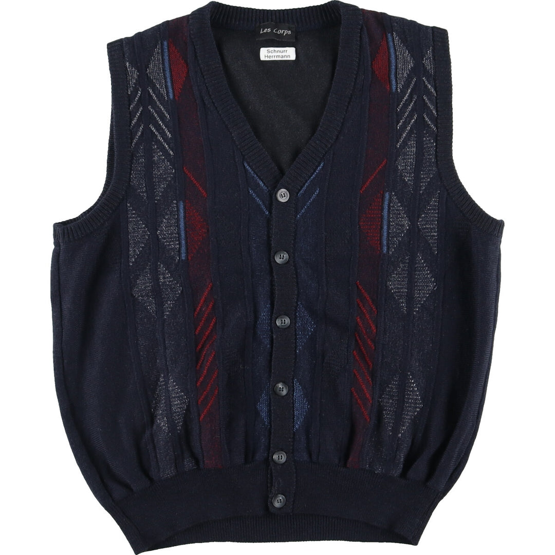 Les Corps All-over Pattern Open-front Wool Knit Vest Men's M /eaa405524