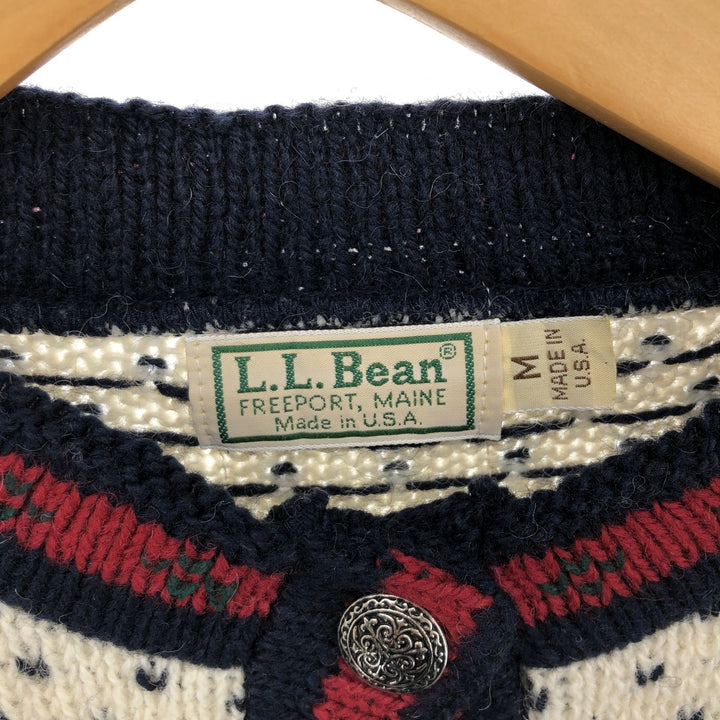 90'S LL Bean All-over Snow Pattern Snow Pattern Wool x Nylon Tyrolean Cardigan Made in USA Women's M Vintage /eaa405559