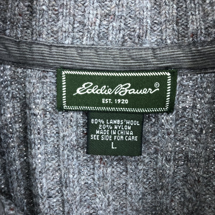 Eddie Bauer Ribbed Wool Knit Half Zip Sweater Men's L /eaa405604