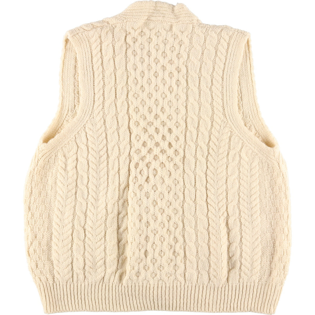 CARRAIGdonn Open-front Fisherman Aran Knit Vest Made in Ireland Women's L /eaa405694