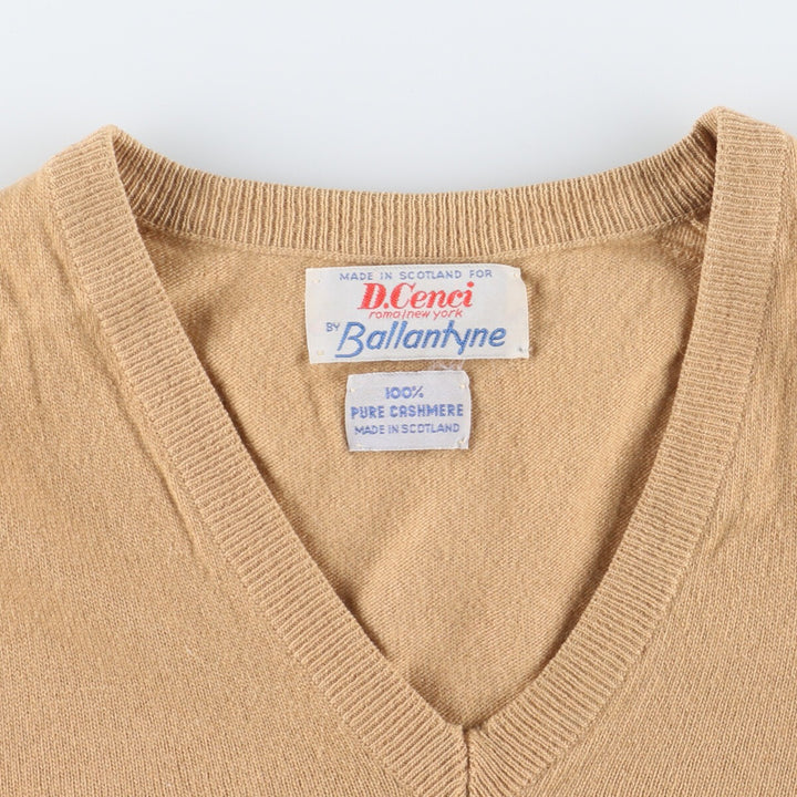 70'S BALLANTYNE V-neck cashmere knit vest made in Scotland, men's M, vintage / eaa405695