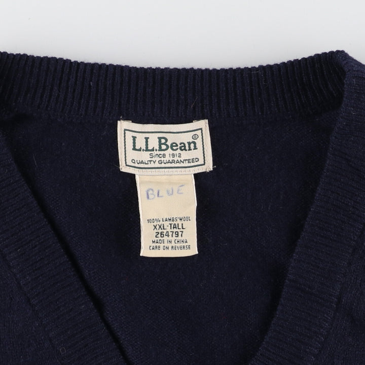 00'S LLBean V-neck wool knit vest Men's XXL /eaa405697