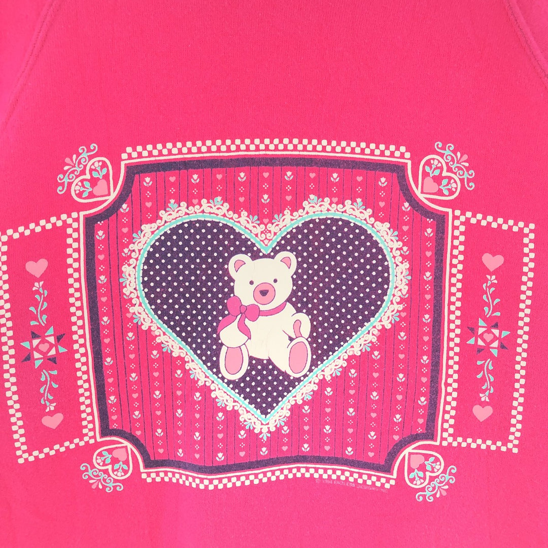 90'S SANTEE Teddy Bear Pattern Layered Neck Animal Sweatshirt Trainer Made in USA Women's M Vintage /eaa405726