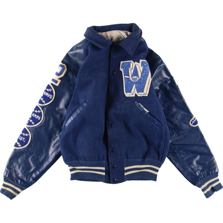 70s~ Naugalite Collared Sleeve Leather Wool Stadium Jacket Award Jacket Varsity Jacket Men's M Vintage /eaa405777