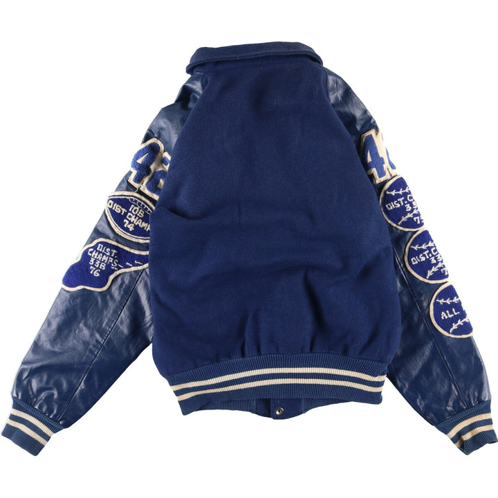 70s~ Naugalite Collared Sleeve Leather Wool Stadium Jacket Award Jacket Varsity Jacket Men's M Vintage /eaa405777