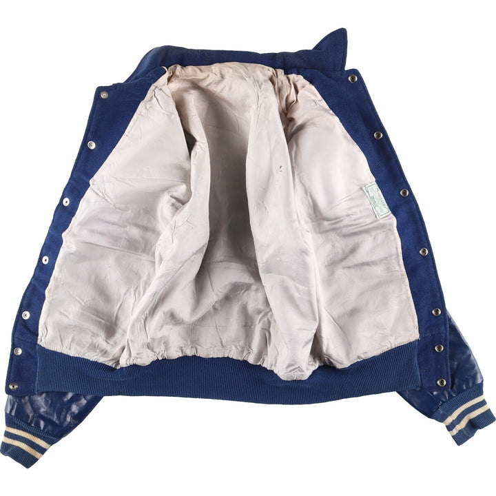70s~ Naugalite Collared Sleeve Leather Wool Stadium Jacket Award Jacket Varsity Jacket Men's M Vintage /eaa405777