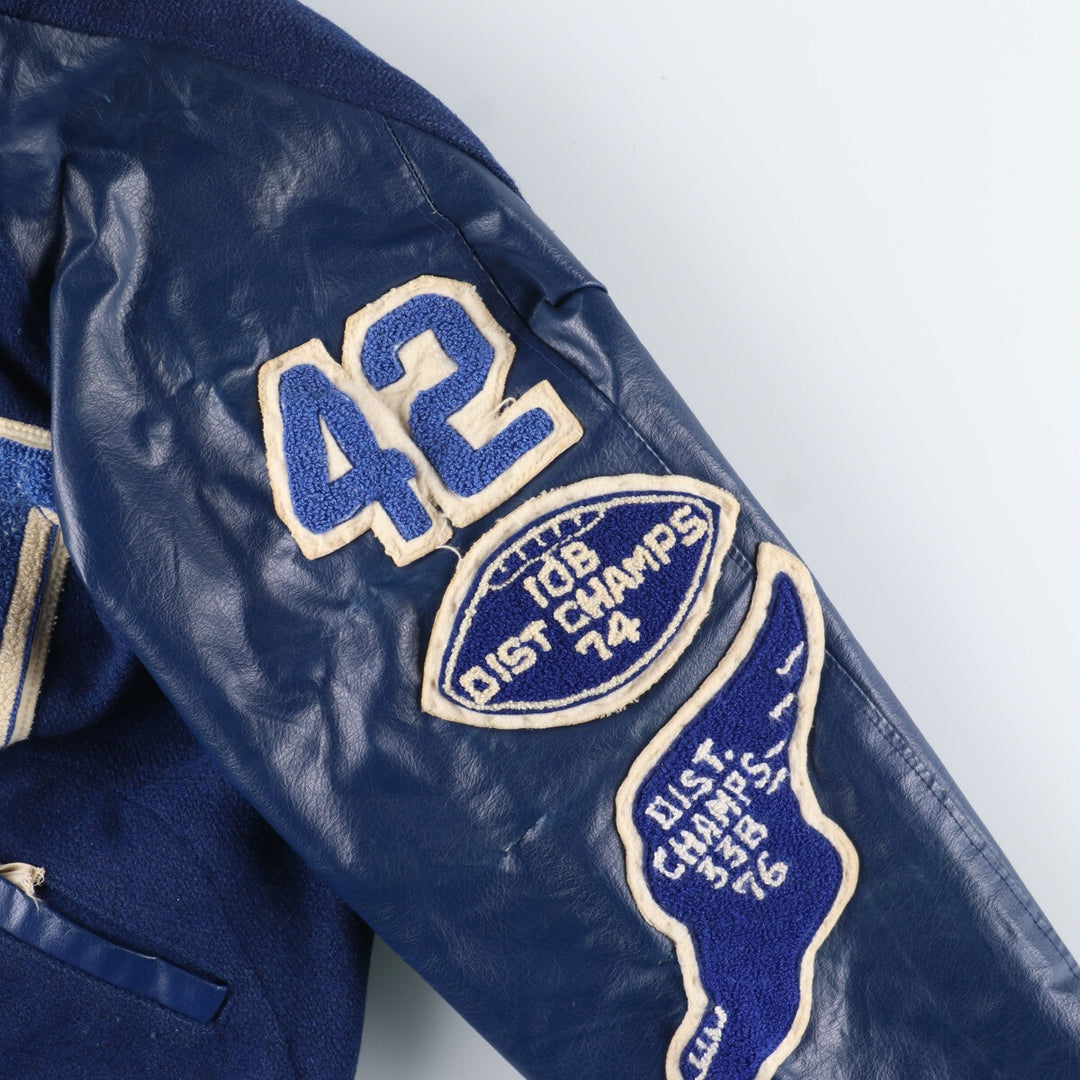70s~ Naugalite Collared Sleeve Leather Wool Stadium Jacket Award Jacket Varsity Jacket Men's M Vintage /eaa405777