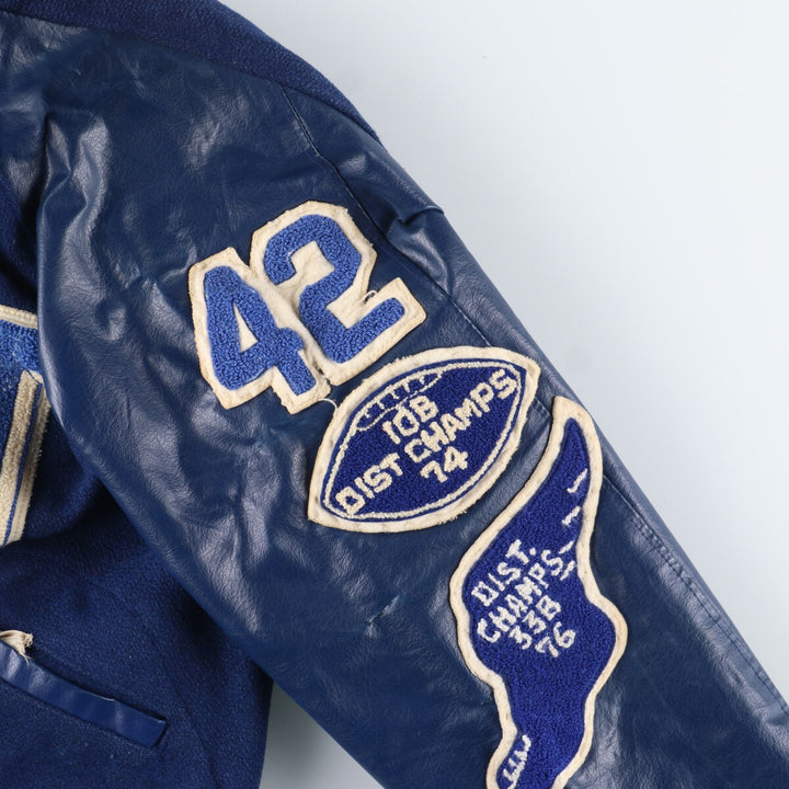 70s~ Naugalite Collared Sleeve Leather Wool Stadium Jacket Award Jacket Varsity Jacket Men's M Vintage /eaa405777