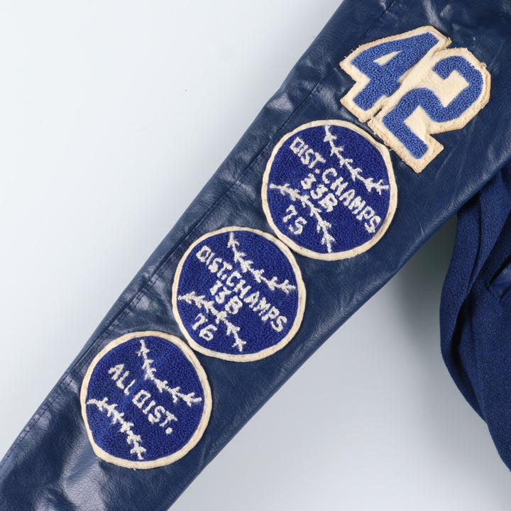 70s~ Naugalite Collared Sleeve Leather Wool Stadium Jacket Award Jacket Varsity Jacket Men's M Vintage /eaa405777