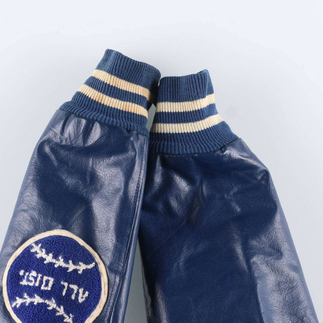 70s~ Naugalite Collared Sleeve Leather Wool Stadium Jacket Award Jacket Varsity Jacket Men's M Vintage /eaa405777