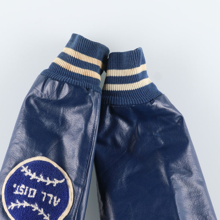 70s~ Naugalite Collared Sleeve Leather Wool Stadium Jacket Award Jacket Varsity Jacket Men's M Vintage /eaa405777