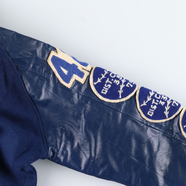 70s~ Naugalite Collared Sleeve Leather Wool Stadium Jacket Award Jacket Varsity Jacket Men's M Vintage /eaa405777