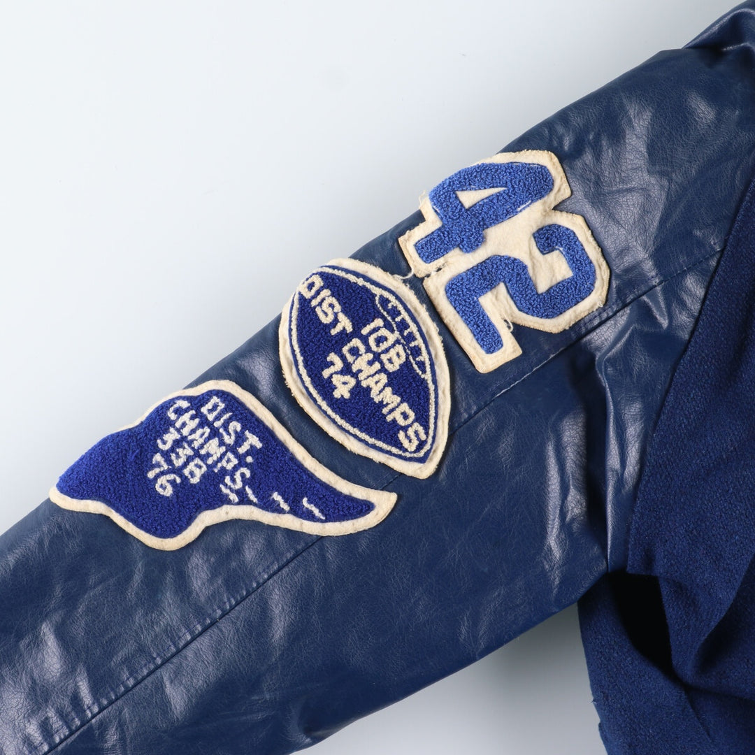 70s~ Naugalite Collared Sleeve Leather Wool Stadium Jacket Award Jacket Varsity Jacket Men's M Vintage /eaa405777