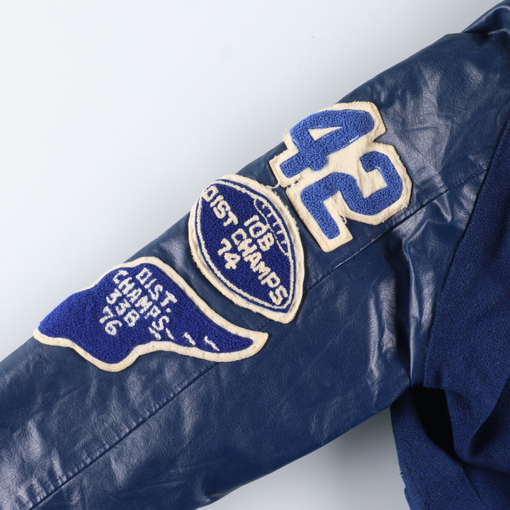 70s~ Naugalite Collared Sleeve Leather Wool Stadium Jacket Award Jacket Varsity Jacket Men's M Vintage /eaa405777
