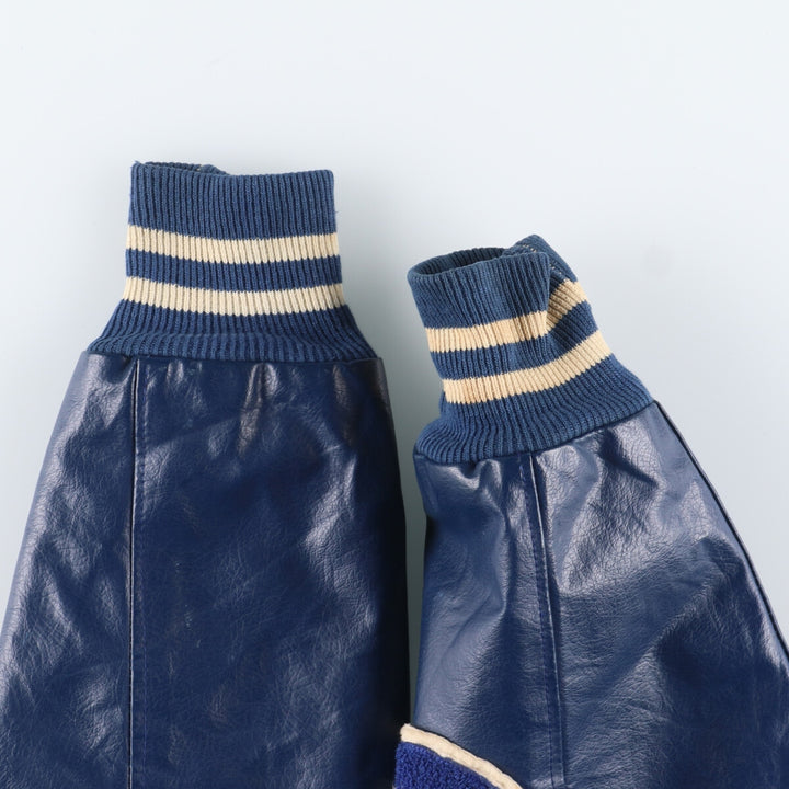 70s~ Naugalite Collared Sleeve Leather Wool Stadium Jacket Award Jacket Varsity Jacket Men's M Vintage /eaa405777