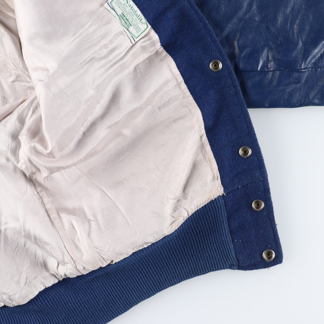 70s~ Naugalite Collared Sleeve Leather Wool Stadium Jacket Award Jacket Varsity Jacket Men's M Vintage /eaa405777