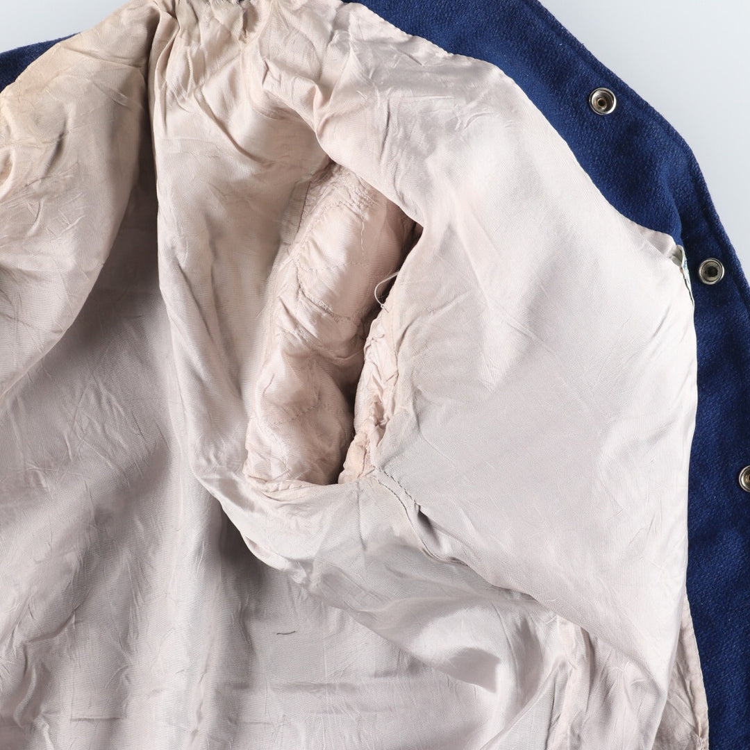 70s~ Naugalite Collared Sleeve Leather Wool Stadium Jacket Award Jacket Varsity Jacket Men's M Vintage /eaa405777